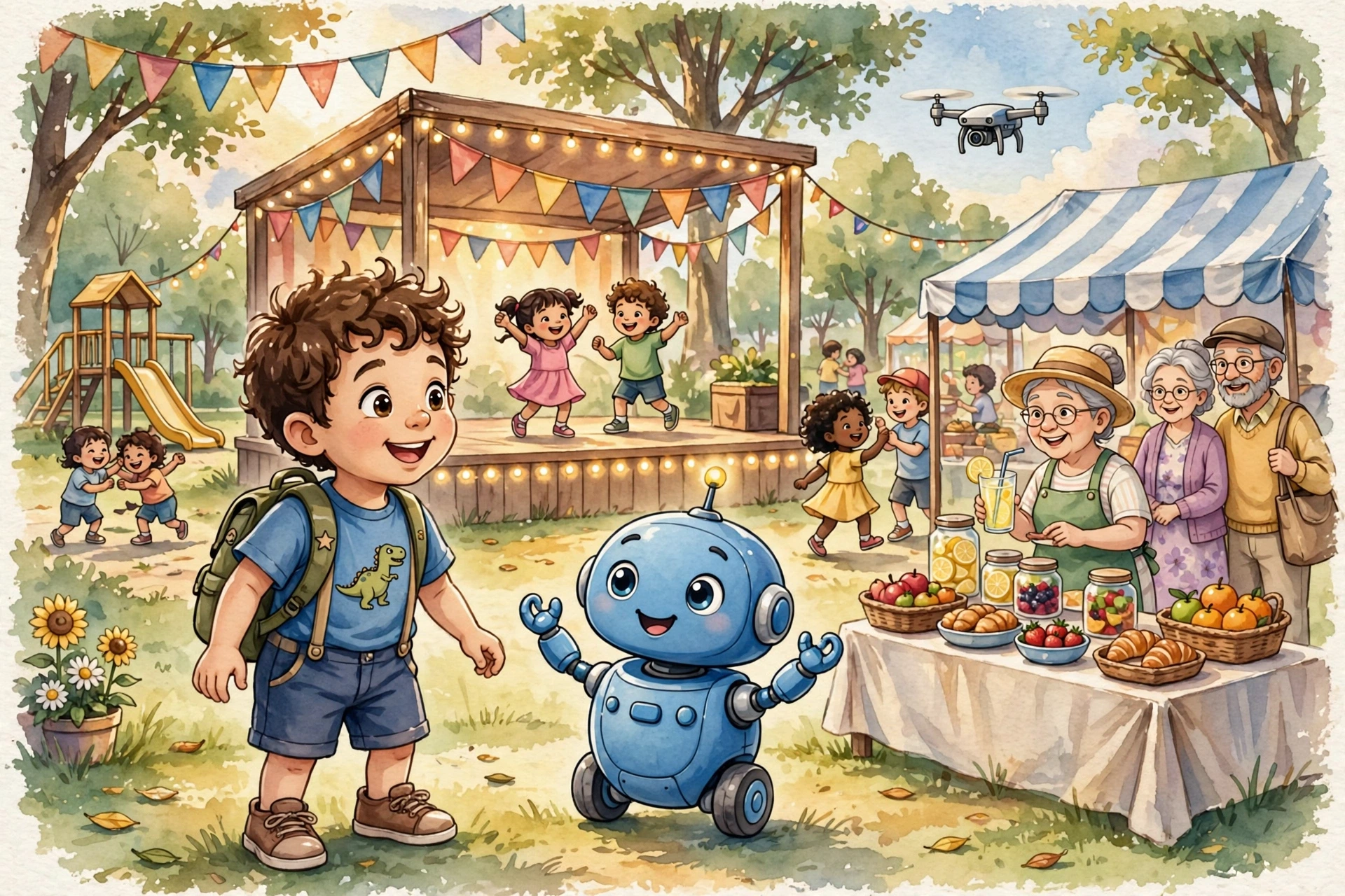 Story 10 thumbnail — the playground festival finale with lights and dancing